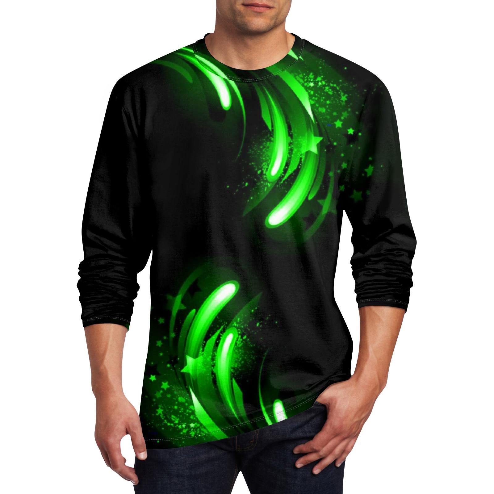 

Муж. Футболка Круглый вырез Одежда Одежда На открытом воздухе Длинный рукав С принтом Модельер Винтаж XXXL зелёный