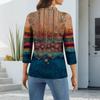Women's Fashion Casual Lapel Short 3/4 Sleeve Print Shirt Women's Button Up Tops