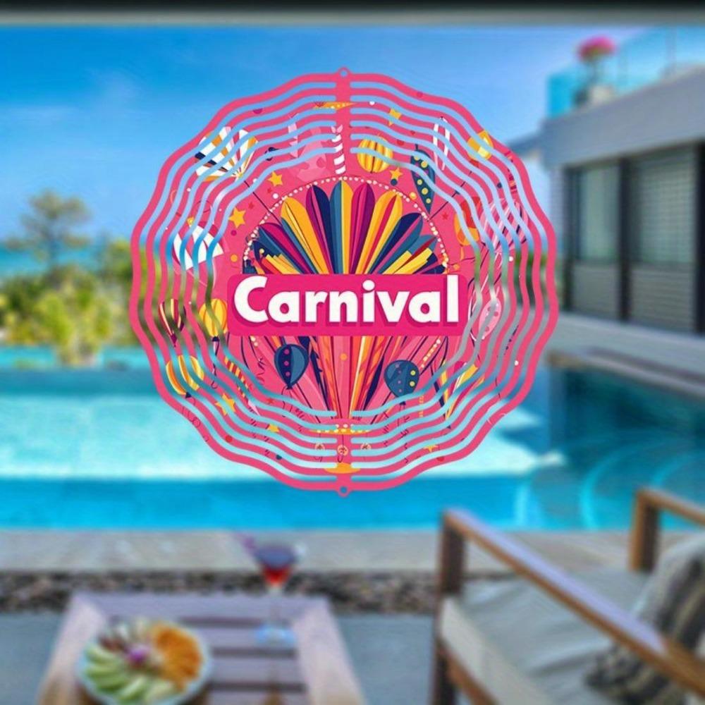 Open - 1pc Carnival Pattern 3D Mandala Wind Chime - Rotating Art Decor, Perfect for Garden, Courtyard and Home Decoration