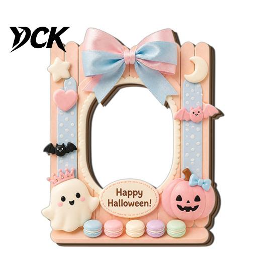 Decorative Magnetic Frame Halloween Photo Refrigerator Magnet, Ghost Pumpkin Picture Display Holder, Wooden for Holiday Party Kitchen Themed