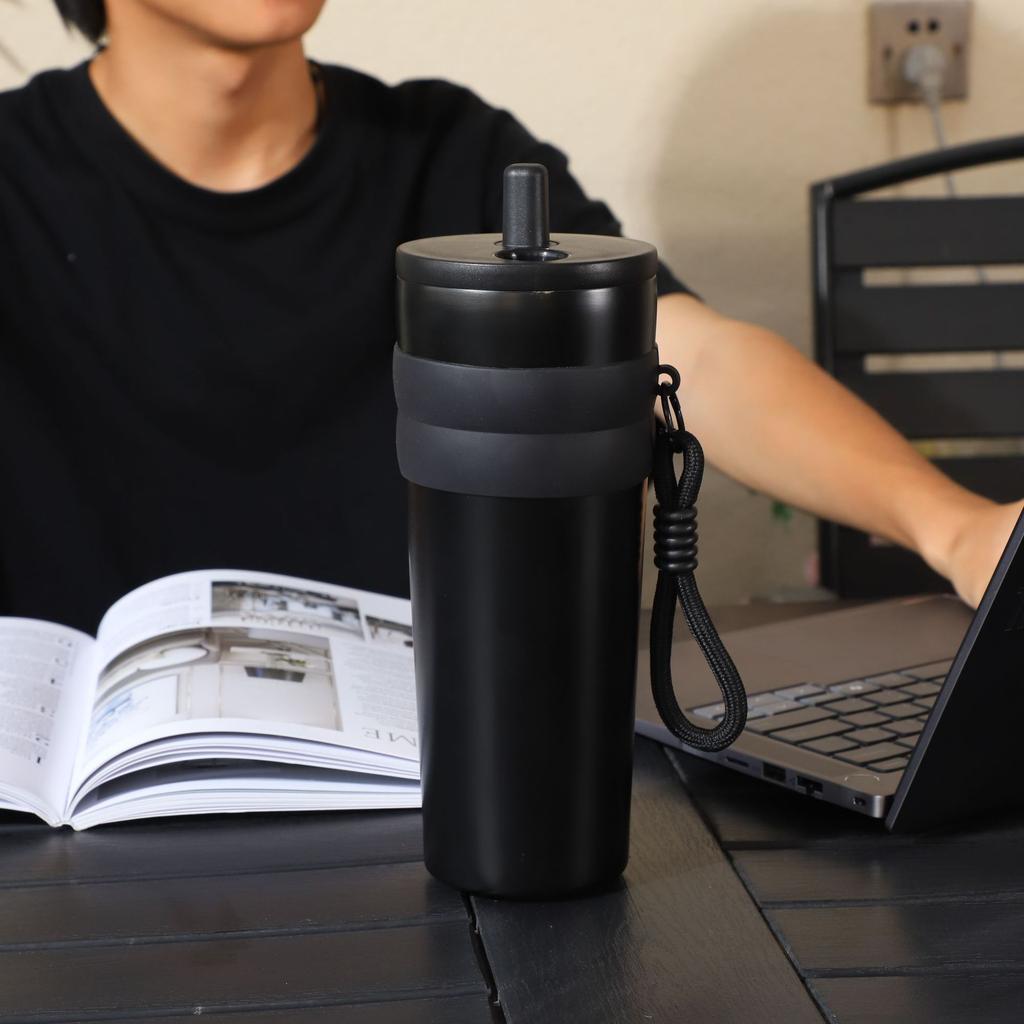 Portable Straw Cup Bingba Cup 316 Stainless Steel Thermos Cup Large Capacity Car Cup Aurora