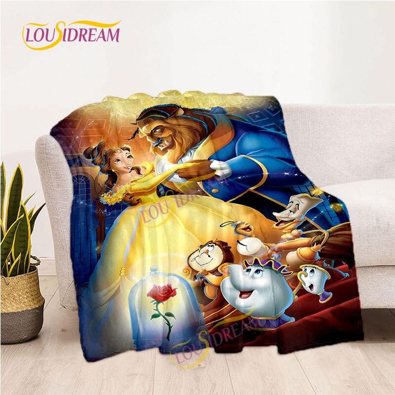 Märchendecke, Picknickmatte, Die Schöne und das Biest, Flanelldecke, Wohnzimmer-Schlafsofa, warme Decke, weiche Decke für Mädchen und Kinder