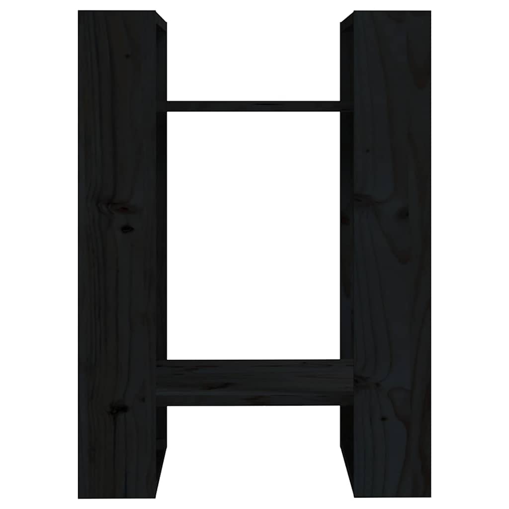 Bookshelf Room Divider Black 41 x 35 x 57 cm Solid Pine Wood