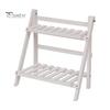 Wooden Desktop Storage Rack Double Layer Foldable Design Smooth Edge Burr Free Decorative Plant Stand Display Shelf
