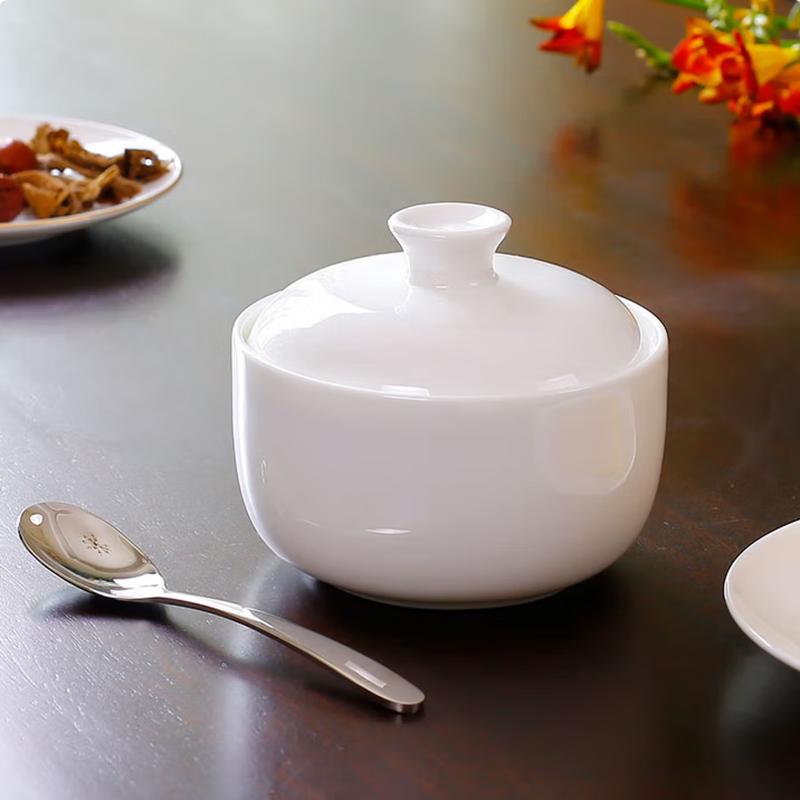 Elegant Bone China Double-Boiled Stew Pot with Lid