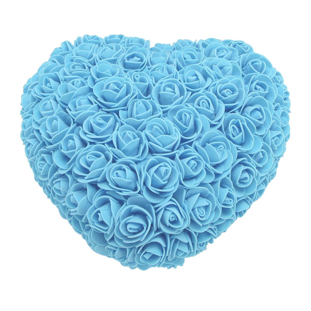 Foam Fake Roses Handcrafted Romantic Decorative Heart Shape Artificial Roses with String Light for Bedroom Wedding Blue