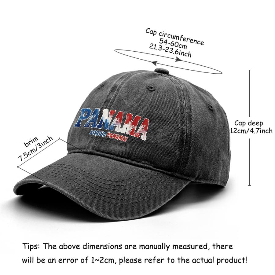 "PANAMA" "ARRIBA PANAMA" Flag Printed Sun Hat , Adjustable Snapback Baseball Cap Curved Brim Hip Hop Vintage Non-Stretch Fabric Sun Hat