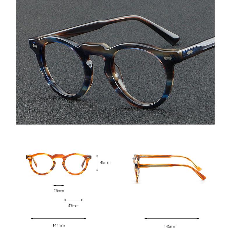 VCKA Vintage Acetate Myopia Glasses Frame Luxury Small Classic Men Women  Prescription Optical   Retro Eyewear -0.50 To -10.0