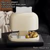 Tissue Box Cover with Tray Decorative Spring Support Napkin Holders Retro Style Tissue Dispenser Double-Layer with Hook