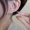 Trend Unique Design Elegant Delicate Zircon Pearl Flower Earrings Women Jewelry Wedding Party Gifts