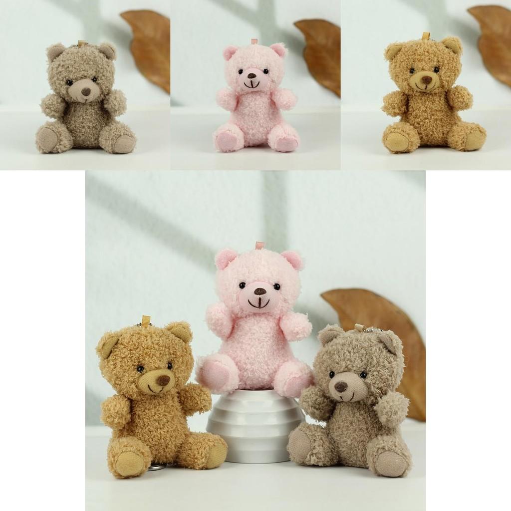 Cute Short Plush Teddy Bear Keychain Soft Stuffed Animal Bag Charm Ideal Gift For Children
