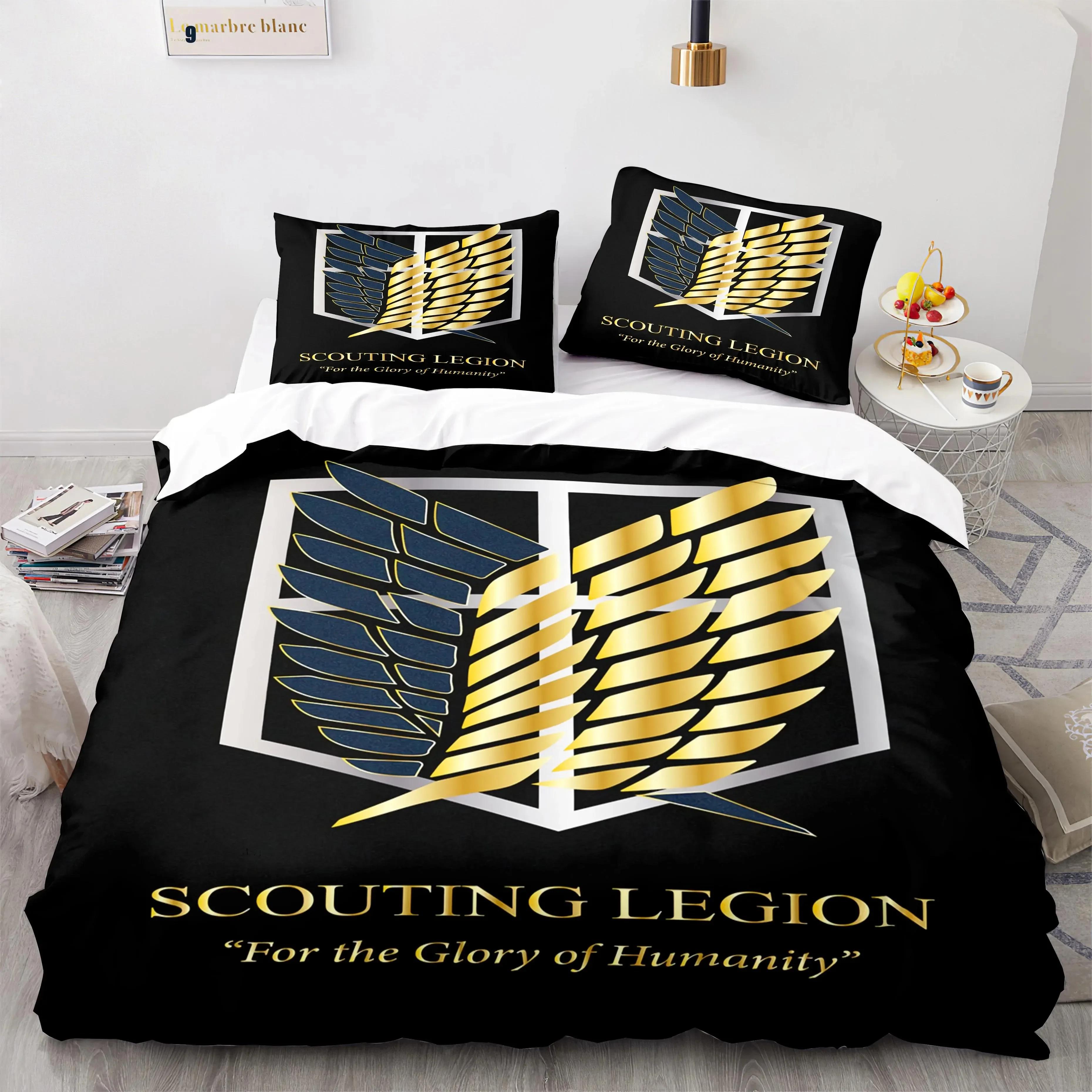 

Anime Attack On Titan Printed Bed Set Duvet Cover Pillowcase Bedding Set Bed Linen Sheet Quilt Cover Full Queen King Size 70x133cm 2pcs