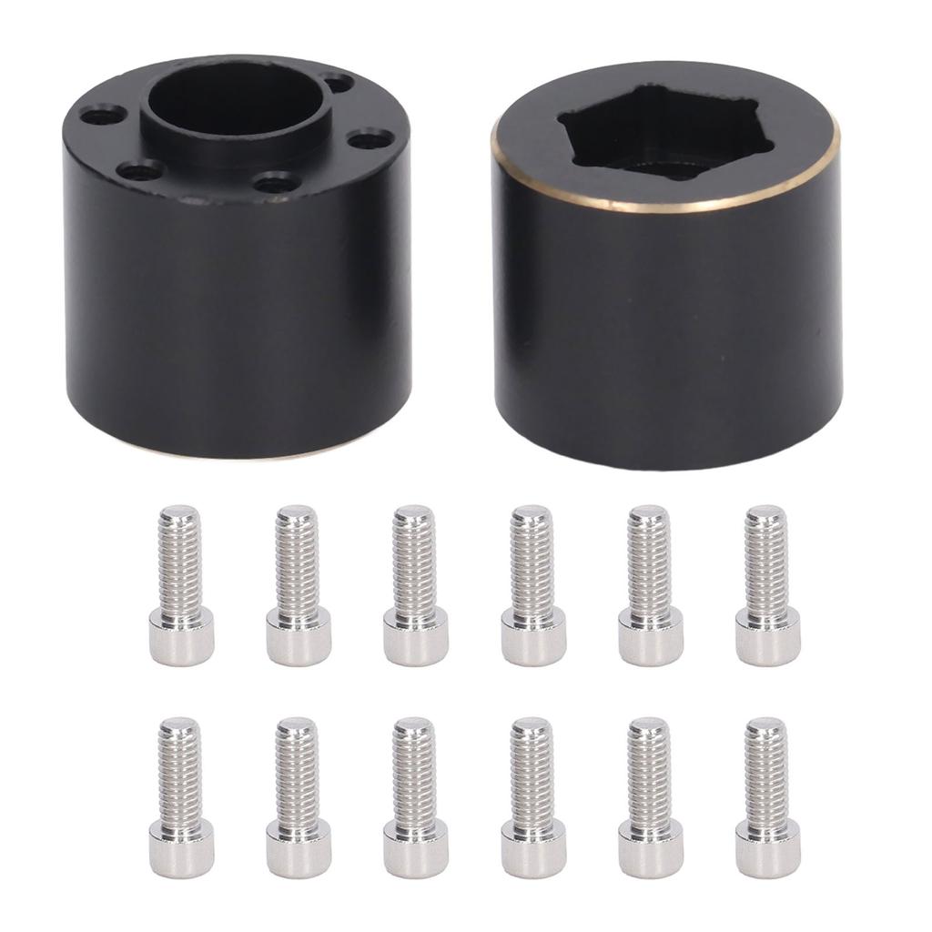 2pcs 1.9 2.2 Inch Wheel Hex Hub Widen Adapter Brass Black Wheel Rim Adapter for Remote Control Car 18.5mm 0.7in