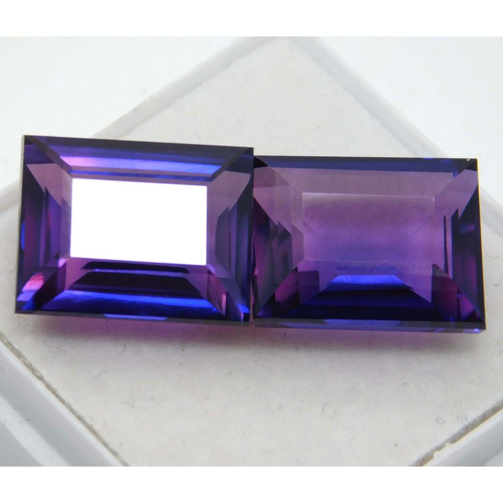 Natural Purple Sapphire Loose Gemstone Emerald Shape 20.90 Ct Pair September Birthday Birthstone