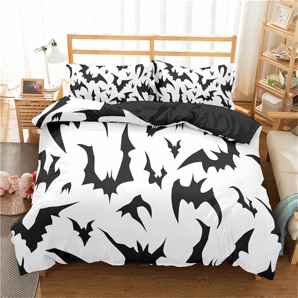 Halloween Duvet Cover Set Flying Vampire Bedding Set Bats Witchcraft Magic Polyester Comforter Cover King Size for Boys Girls