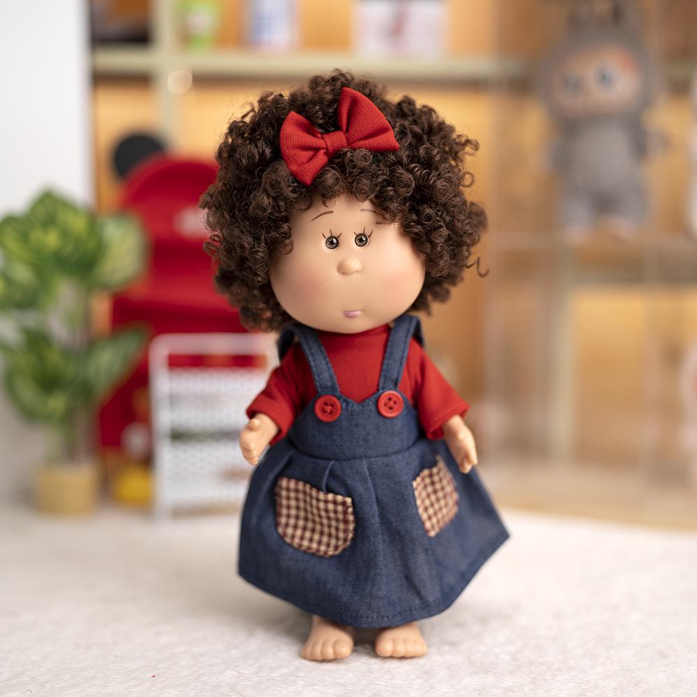 Mia Figur Puppe mit Jeans Latzhosen Set - Silikon Gelenkspielzeug