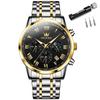 Popular In Silver and Analog Business Stylish Stainless Simple Design with Date Large Black Roman Olevs Moon Jam Tangan Pria Men's Wristwatch, Gold,