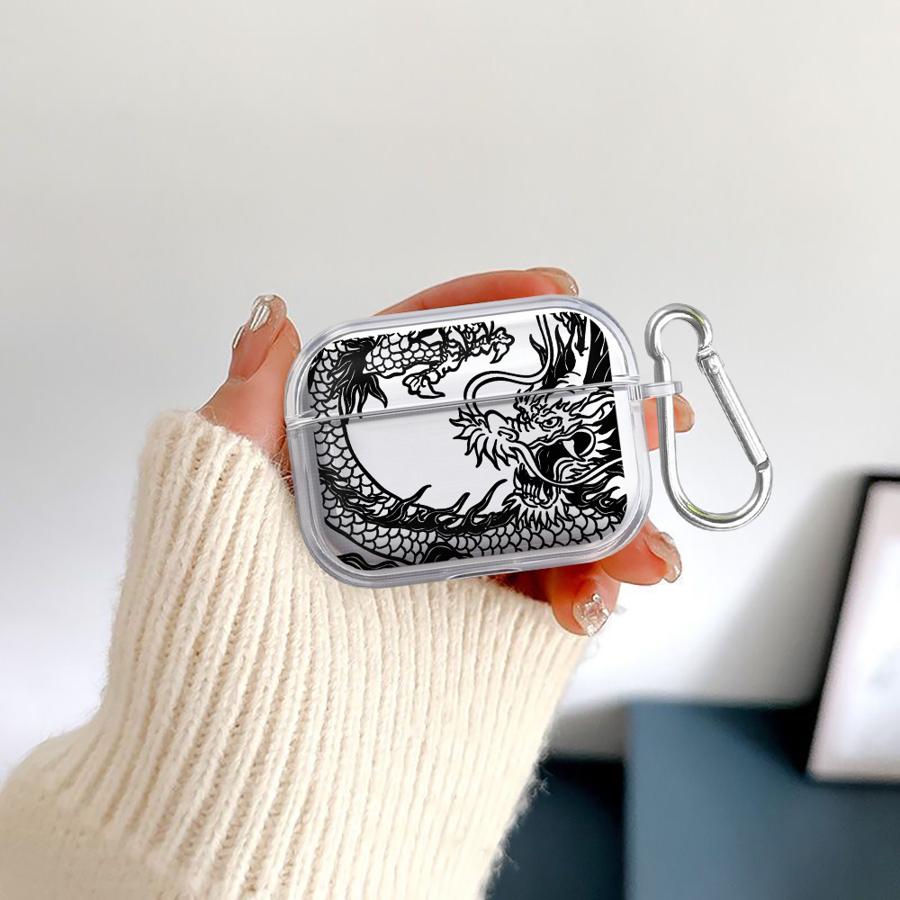 Clear Earphone Cases Cover Case For Airpods 1 Pro3 2 4 Pro2 Pro 3 Hollow Tiger Dragon