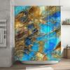 Stylish Bathroom Shower Curtain with Gold Blue Crackled Pattern Decorative Waterproof Fabric for Bathtub Area in Home Decoration
