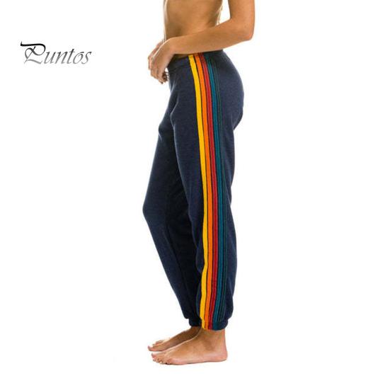 

Летние женские брюки цвета радуги в стиле пэчворк с эластичной резинкой на талии, свободные однотонные повседневные спортивные спортивные штаны для бега, длинные брюки S темно-синий