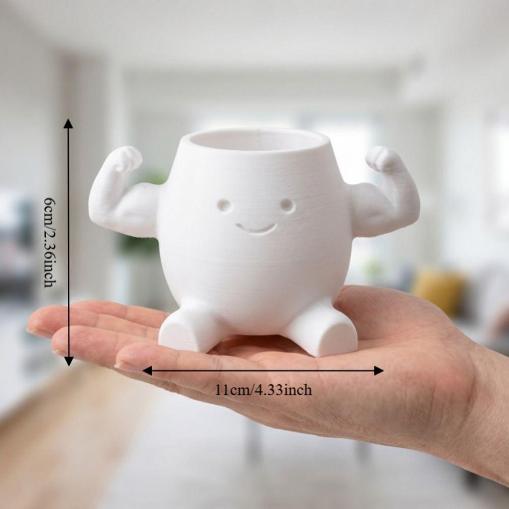 Cute Decorations Plant Pots 3D Printed Show Muscle Style Flower Plant Planter Ornaments Pencil Holder Head Planter Office