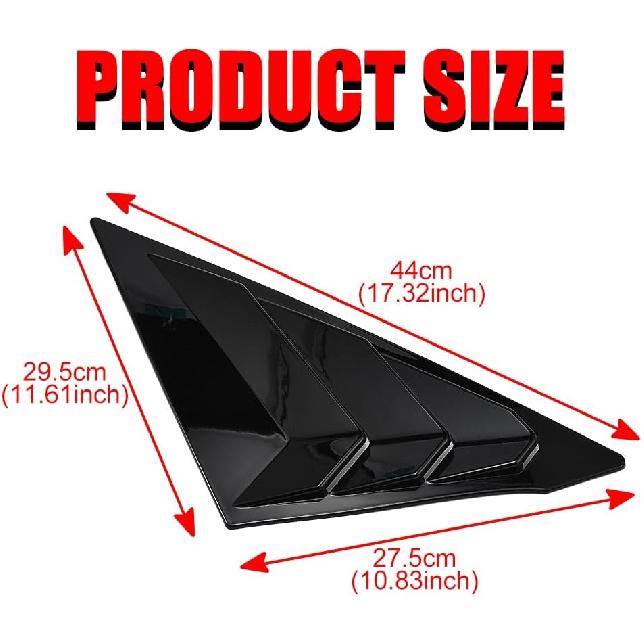 JSCARLIFE Rear Side Window Louvers Compatible with 2022-2025 11th Gen H-onda Civic, Racing Style Triangular Window Glass Blinds, Air Vent Scoop