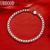 925 Sterling Silver Fashion Jewelry 4mm Square Bracelet