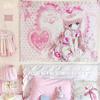 Asian Style Angel Pink Anime Tapestry Girlish Heart Decor for Dormitory Bedroom Old-school Wall Background