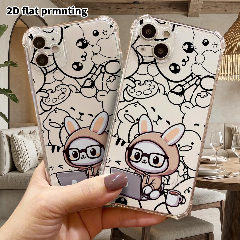 Phone case: 2D flat, suitable for iPhone 18 17 16 15 14 13 Pro protective case, hooded rabbit, perfect Christmas and Halloween holiday gift
