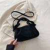 Fashion Deerskin Fleece Frosted Folds Portable Cloud Bag Women's  Simple Crossbody Fleece Leather Dumpling Bag