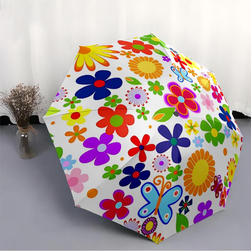 1pc Floral SphereAutomatic Open/close Folding Umbrella, Compact Portable Travel Umbrella, Perfect Birthday/Holiday, Cute Umbrella y045