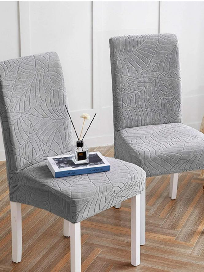 Light Gray Velvet Jacquard Patterned Elastic Chair Cover [21Zd]