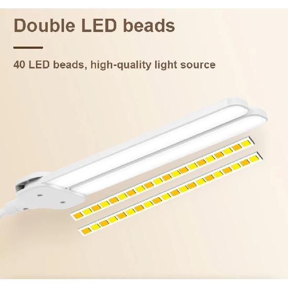 40 LED Clip Lamp Touch Control Double-headed Writing Lamp Night Light for Bedroom Dormitory Study Office Reading Table Lamp