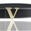 Men's Genuine Leather Belt with VH Letter Buckle, Korean Style, Casual Fashion, Lychee Grain, Suitable for Middle-Aged and Young.
