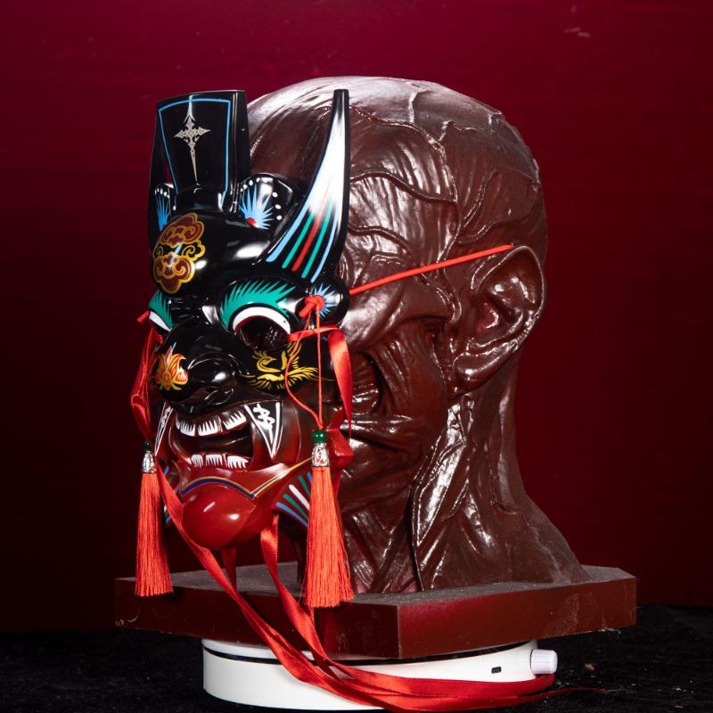 1PC Shengji New Handmade Painted Nuo Opera Mask, COS Wood Carving ABS Intangible Cultural Heritage Mask, Full Face Chinese Style Prop