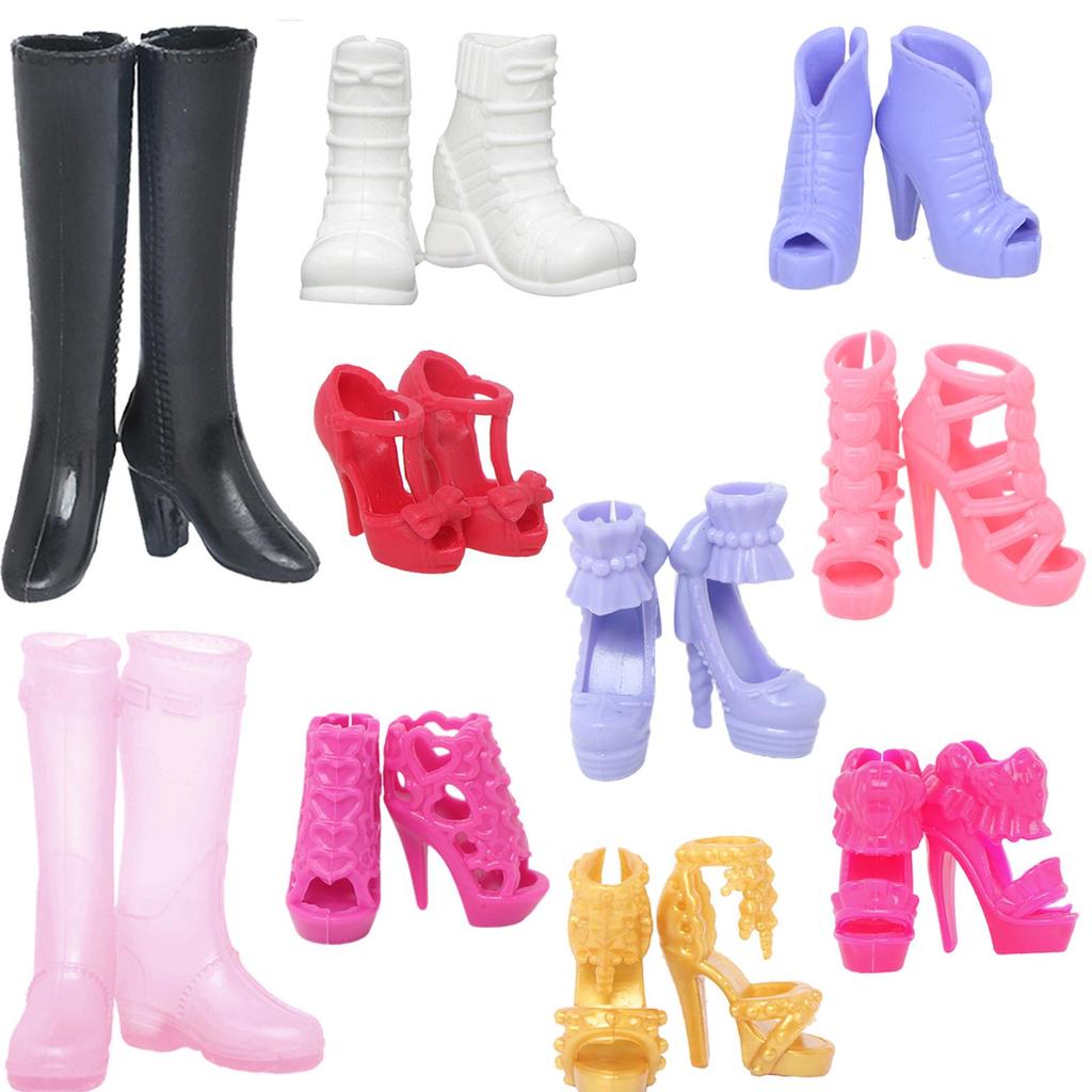 Mixed Style 10Pcs/Lot 11.5'' Girl Doll Shoes Daily Wear Sport Shoes High Heels Boots Sandals Colorful Accessories Kids Toy Gift