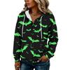 Women's Halloween Print Hoodie with Button Front - Long Sleeve Pullover Sweatshirt