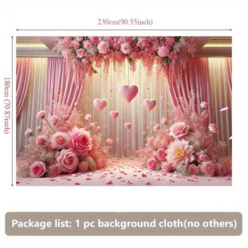 1 Piece, Pink Romantic Wedding Scene Decoration, Background Cloth for Living Room, Bedroom, Office and Outdoor Decoration