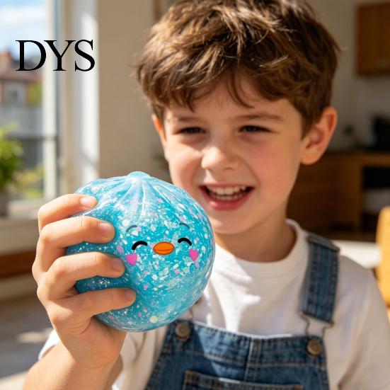 Sensory Stress Ball Cartoon Dumpling Squeeze Toy with Glitter, Relief Dough Soft Fidget Toy, Simulated Steamed Bun Slow Rising