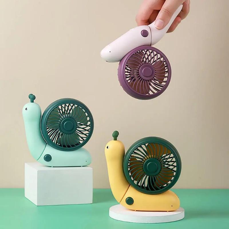 1pc Creative Portable Mini Fan Silent Strong Wind Foldable Cartoon Snail Desktop Office Handheld Cooling Fan