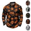 Men's Long Sleeve Golf Polo Shirt Quick Dry Mesh Fabric Breathable Lightweight Comfortable Casual Top with Halloween Print Design