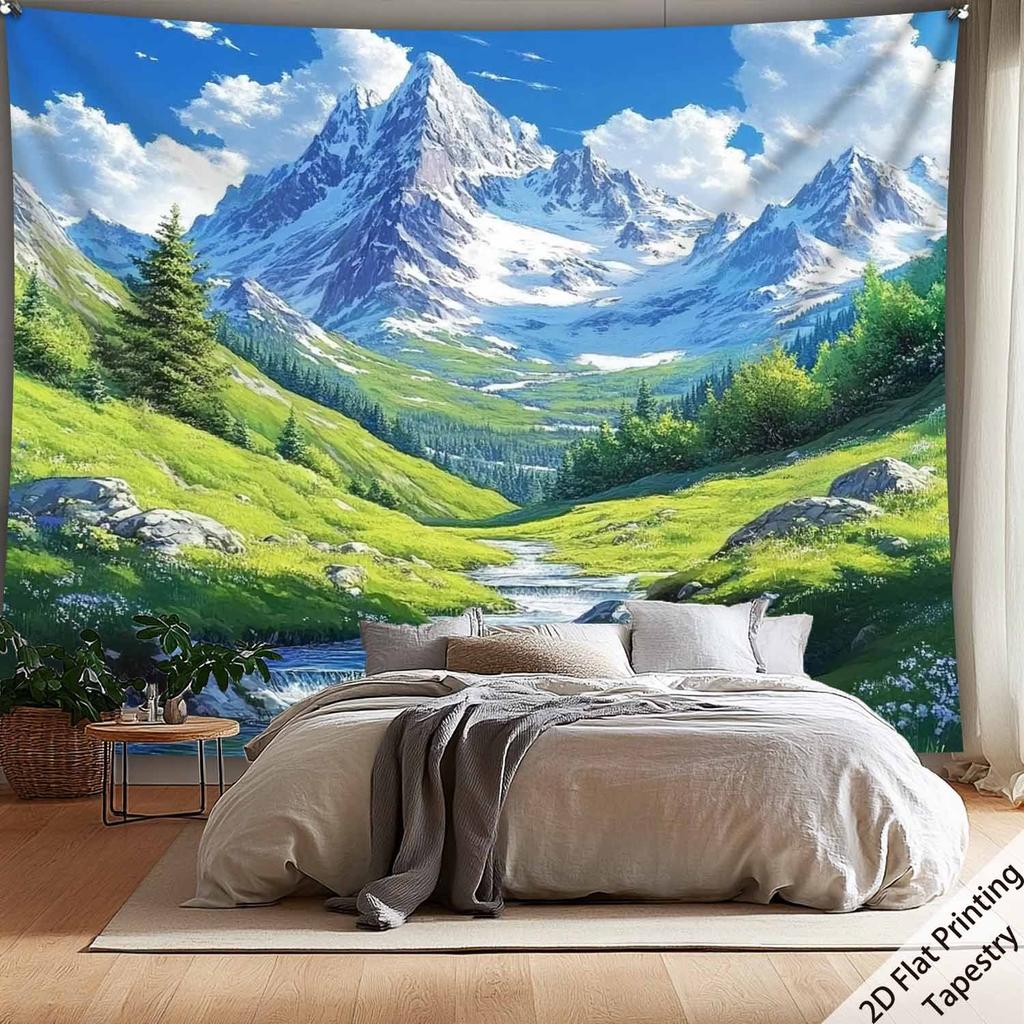 Snow Mountain Scenery Digital printing polyester wall tapestry suitable for use in living rooms bedrooms offices bars and party