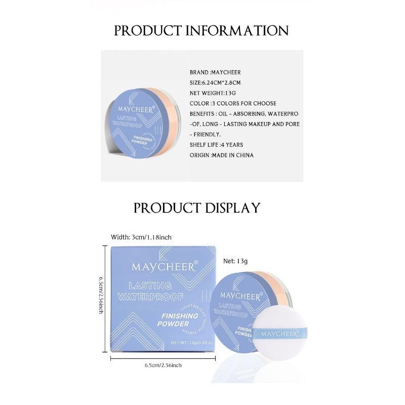 Maycheer Long Lasting Waterproof Matte Loose Powder For Setting Makeup