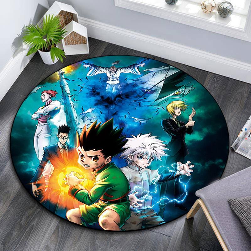 Hunter × Hunter,Round Area Rug,Carpet Rug for Living Room Bedroom Sofa Playroom Decor,Non-slip Floor Mat