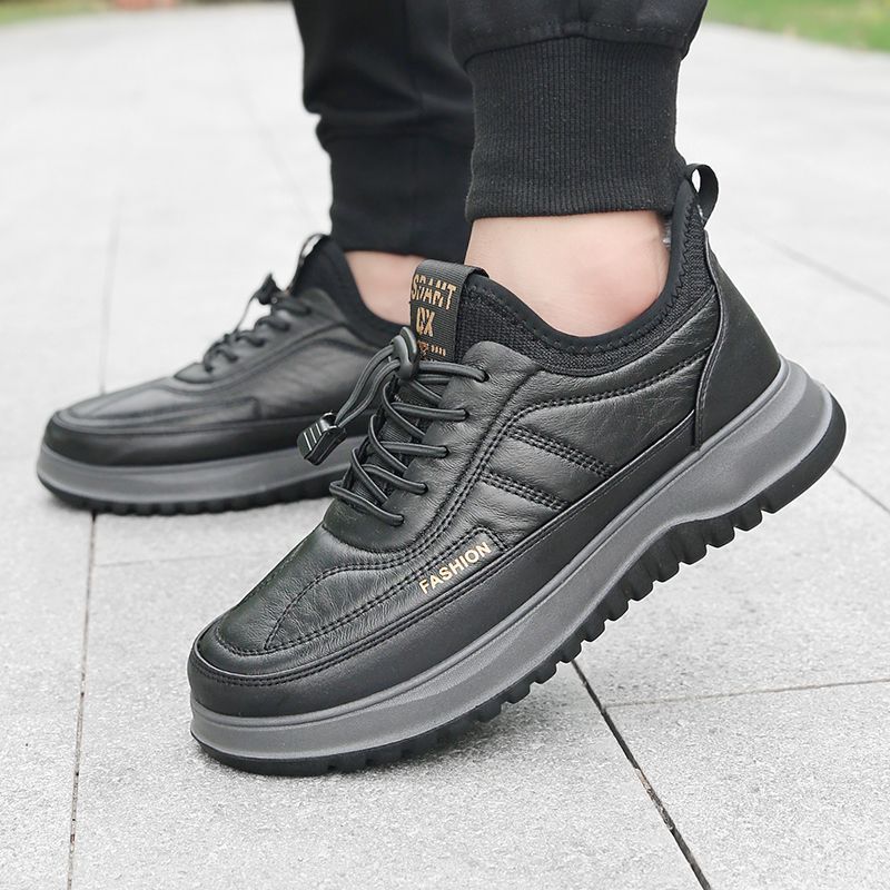 Cotton shoes men's autumn and winter thick-soled comfortable and lightweight casual shoes outdoor trend fashion leather velvet warm men's shoes