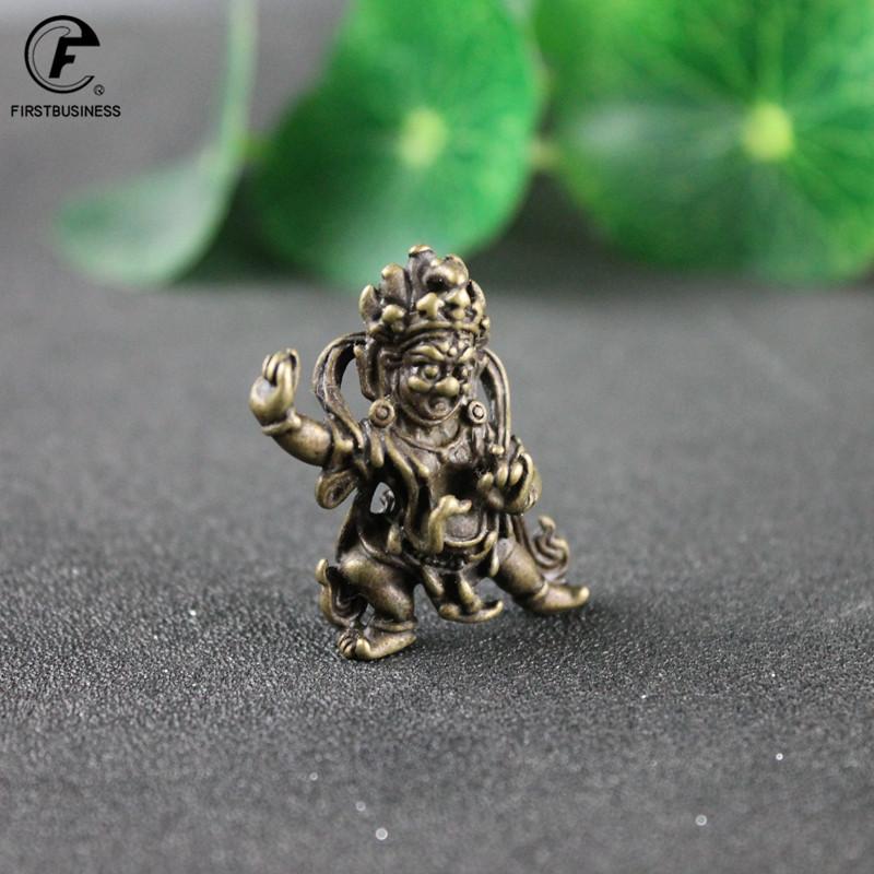 Antique Bronze Tibetan Mahakala Bodhisattva Statue Small Ornament Home Decoration Accessories Crafts Vintage Buddha Figurines