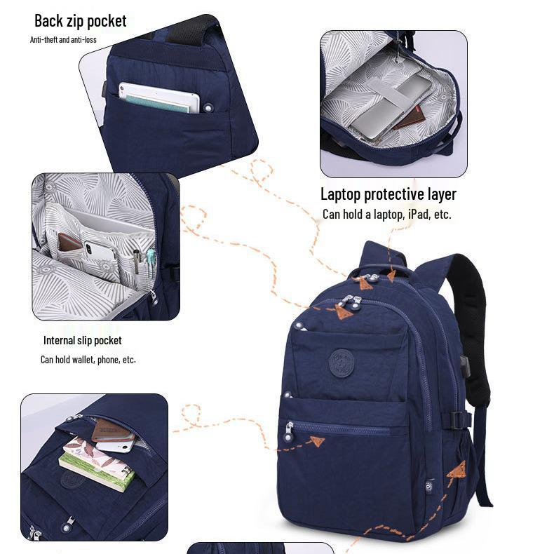 Unisex Minimalist Multi-pocket Padded Backpack for Laptop and Travel