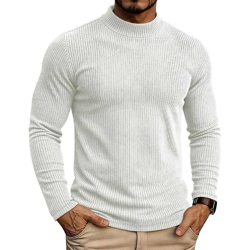 Men's Thermal Mock Neck Knit Sweater Casual Ribbed Pullover Tops for Fall Winter Daily Wear Streetwear Slim Fit Knitwear