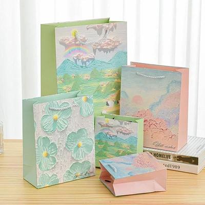 New Styles Handbag Oil Painting Printing Paperboard Colour Gift Cosmetic Clothing Storage Shopping Bags Portable Packaging Bag