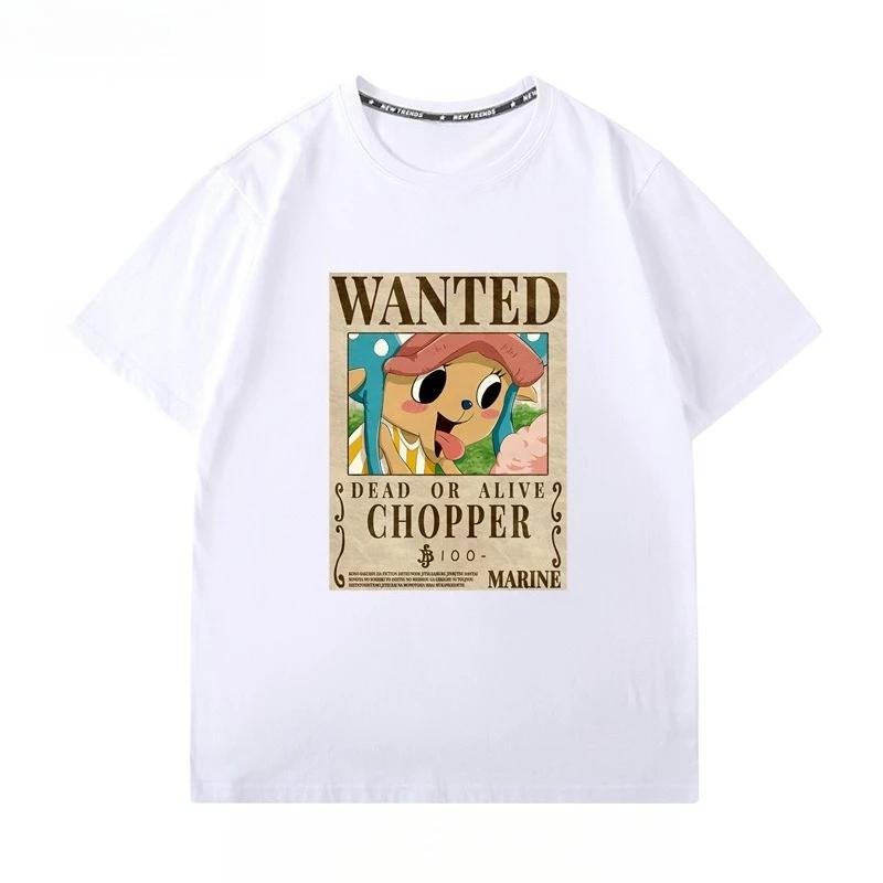 Straw Hat Luffy Chopper ONE PIECE Twodimensional Design Shortsleeved Top Pure Cotton Shortsleeved Mens and Womens Tshirt